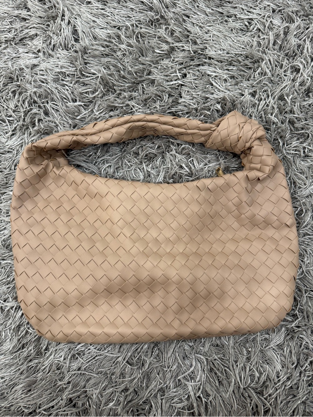 Urban expression Woven Leather Shoulder Bag in Beige